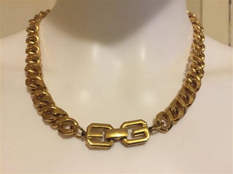 vintage givenchy gold chain necklace|Givenchy jewelry history.